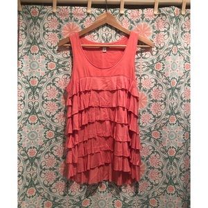 BANANA REPUBLIC : Coral ruffle tanktop - S